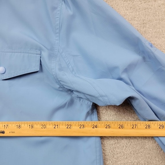 Duluth Trading Shirt Mens Large Tall Blue Snap Western Work Outdoors Polyester - Picture 4 of 8